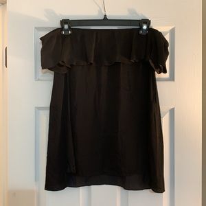 Off the shoulder black ruffle top